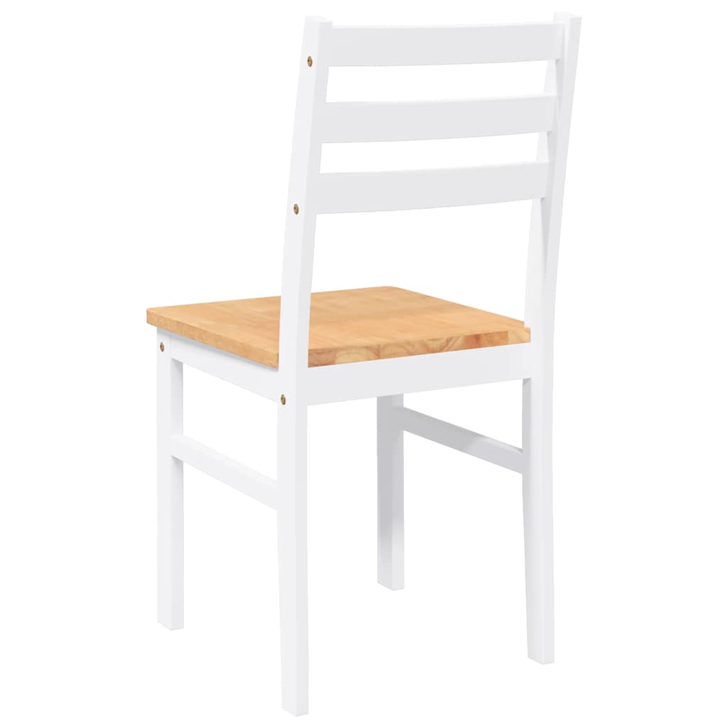 Eetkamerstoelen Massief Hout Rubber wit en naturel