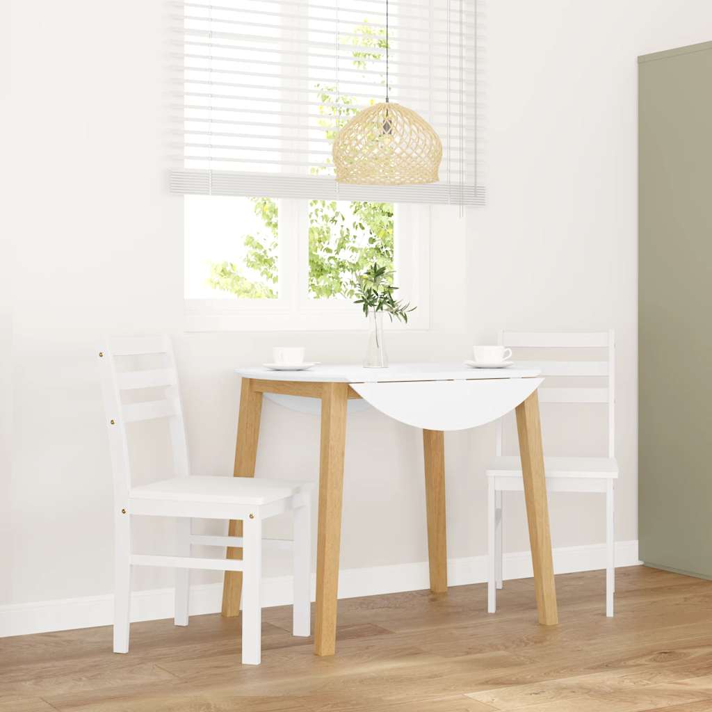 Eetkamerstoelen Massief Hout Rubber Wit
