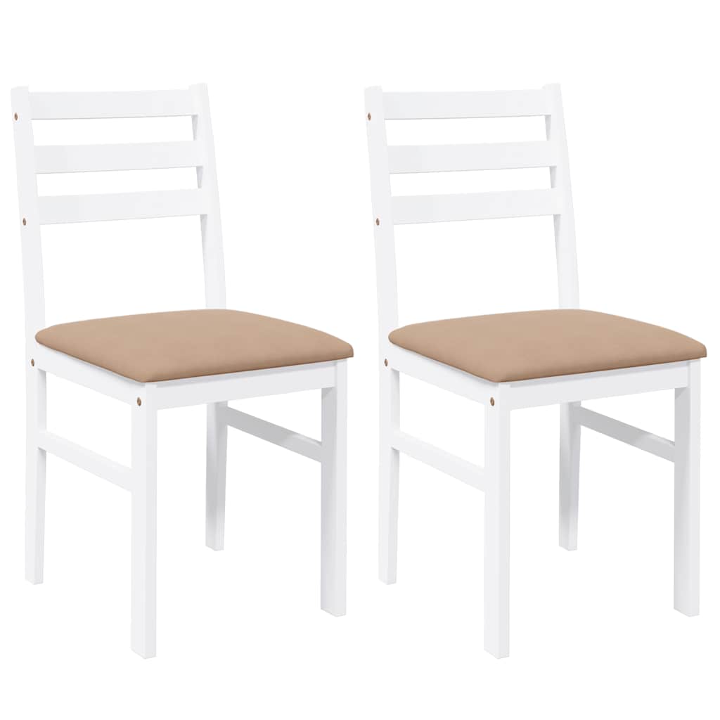 Eetkamerstoelen Met Kussens Massief Hout Rubber Wit en bruin