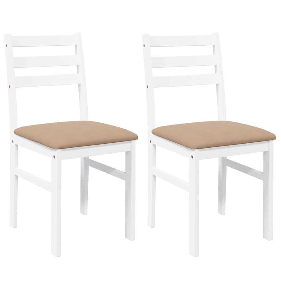 Eetkamerstoelen Met Kussens Massief Hout Rubber Wit en bruin