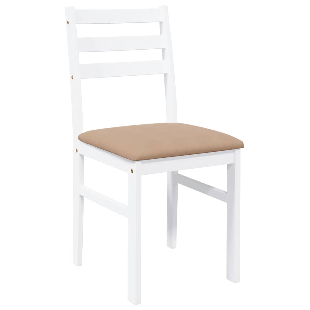 Eetkamerstoelen Met Kussens Massief Hout Rubber Wit en bruin