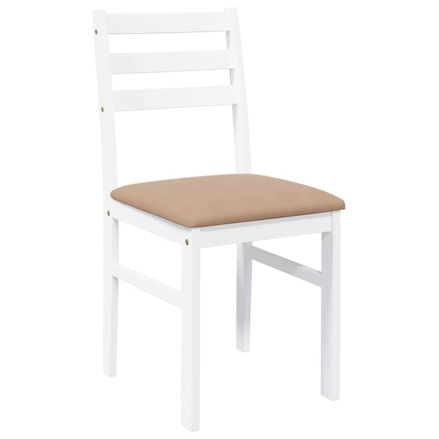 Eetkamerstoelen Met Kussens Massief Hout Rubber Wit en bruin