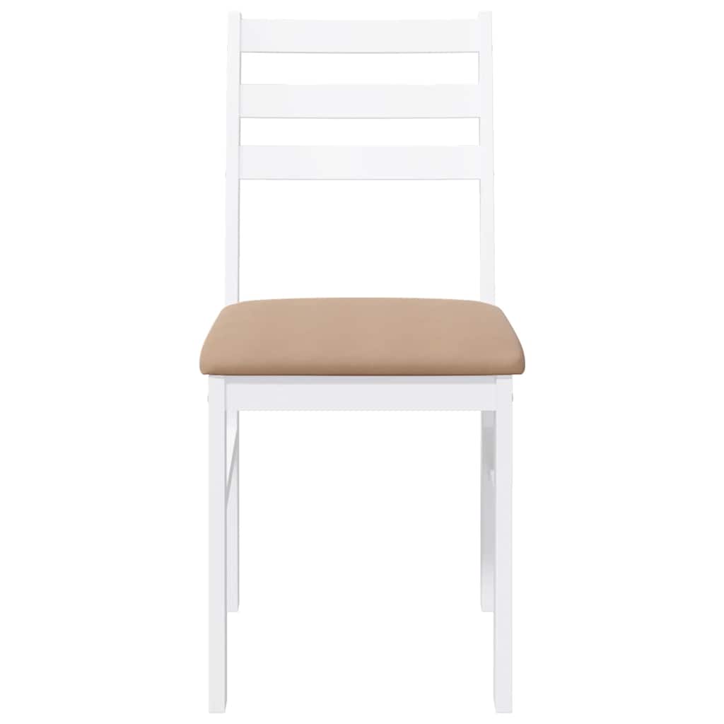 Eetkamerstoelen Met Kussens Massief Hout Rubber Wit en bruin