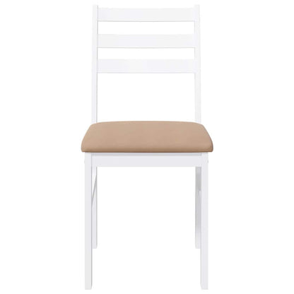Eetkamerstoelen Met Kussens Massief Hout Rubber Wit en bruin