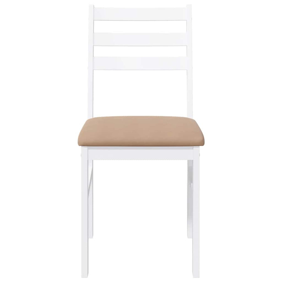 Eetkamerstoelen Met Kussens Massief Hout Rubber Wit en bruin