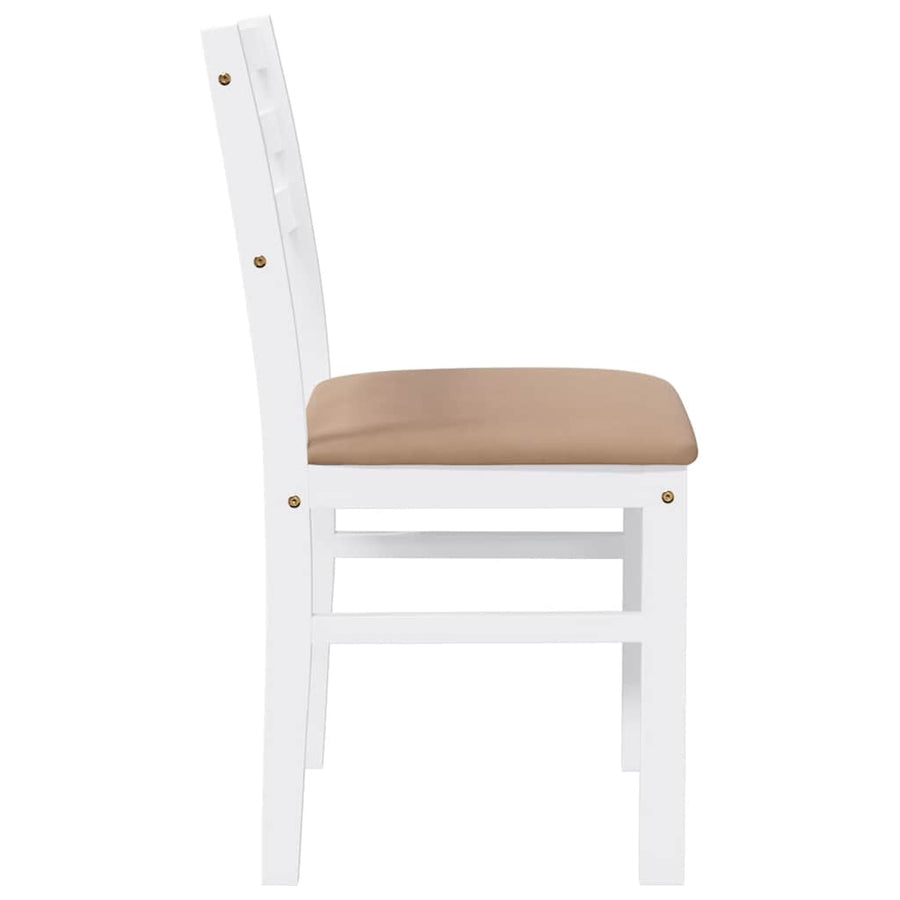 Eetkamerstoelen Met Kussens Massief Hout Rubber Wit en bruin