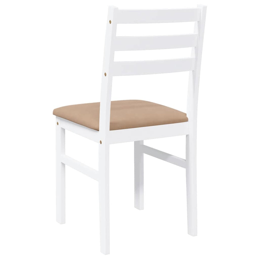 Eetkamerstoelen Met Kussens Massief Hout Rubber Wit en bruin