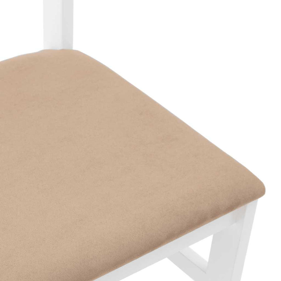 Eetkamerstoelen Met Kussens Massief Hout Rubber Wit en bruin