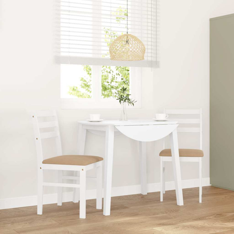 Eetkamerstoelen Met Kussens Massief Hout Rubber Wit en bruin