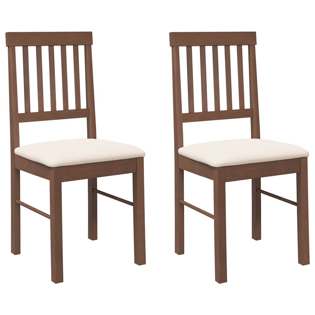 Eetkamerstoelen met kussens 2 st massief hout rubber bruin