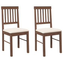 Eetkamerstoelen met kussens 2 st massief hout rubber bruin