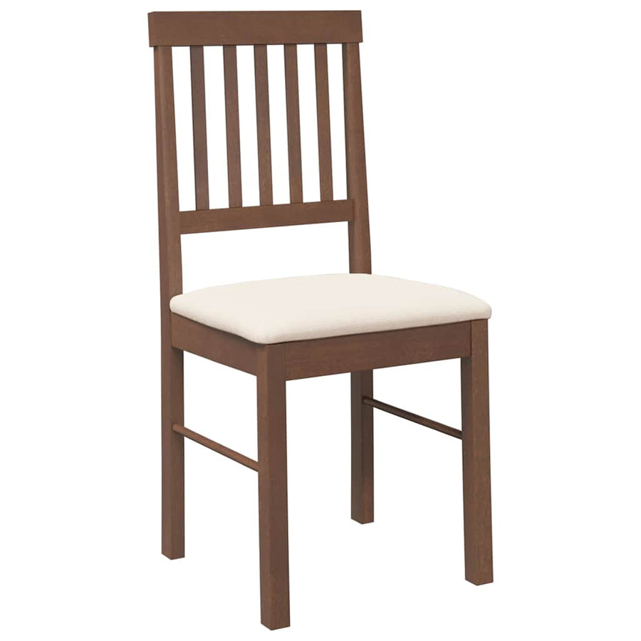 Eetkamerstoelen met kussens 2 st massief hout rubber bruin