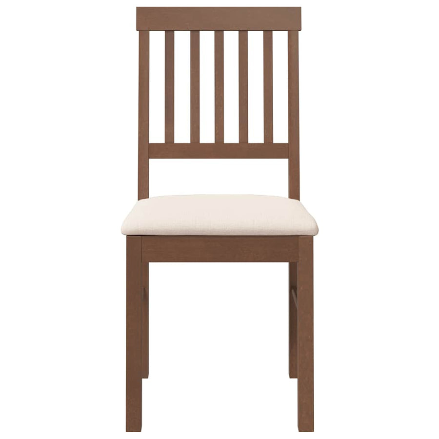 Eetkamerstoelen met kussens 2 st massief hout rubber bruin