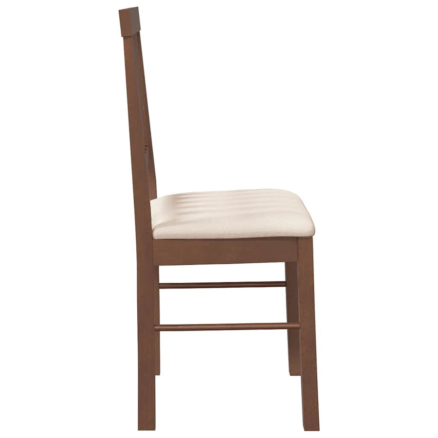 Eetkamerstoelen met kussens 2 st massief hout rubber bruin
