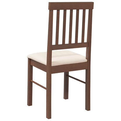 Eetkamerstoelen met kussens 2 st massief hout rubber bruin