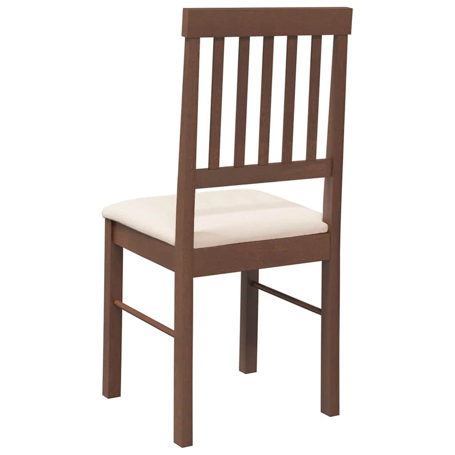 Eetkamerstoelen met kussens 2 st massief hout rubber bruin