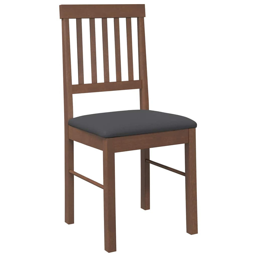 Eetkamerstoelen met kussens 2 st massief hout rubber bruin