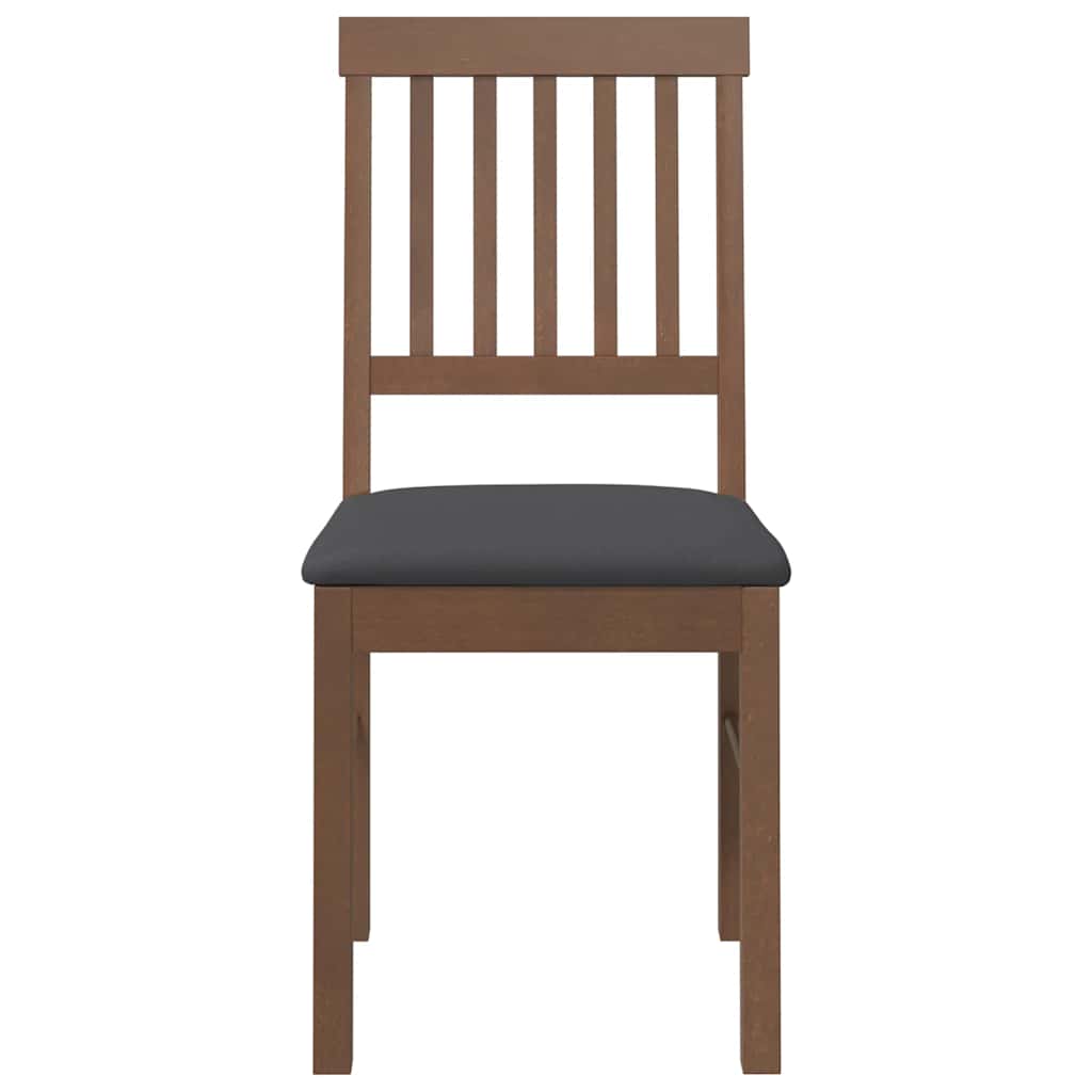 Eetkamerstoelen met kussens 2 st massief hout rubber bruin