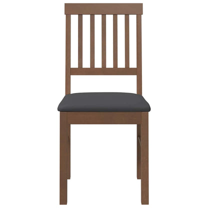 Eetkamerstoelen met kussens 2 st massief hout rubber bruin