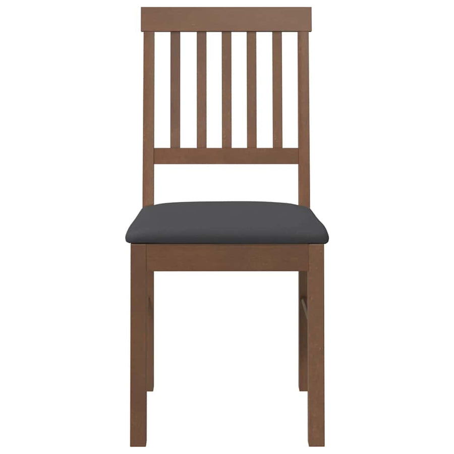 Eetkamerstoelen met kussens 2 st massief hout rubber bruin