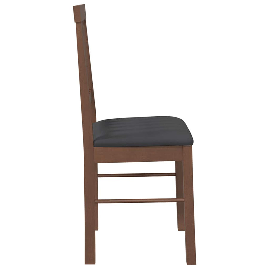 Eetkamerstoelen met kussens 2 st massief hout rubber bruin