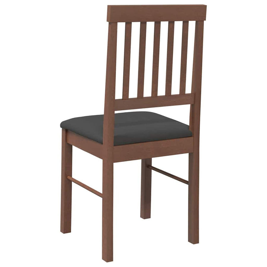 Eetkamerstoelen met kussens 2 st massief hout rubber bruin