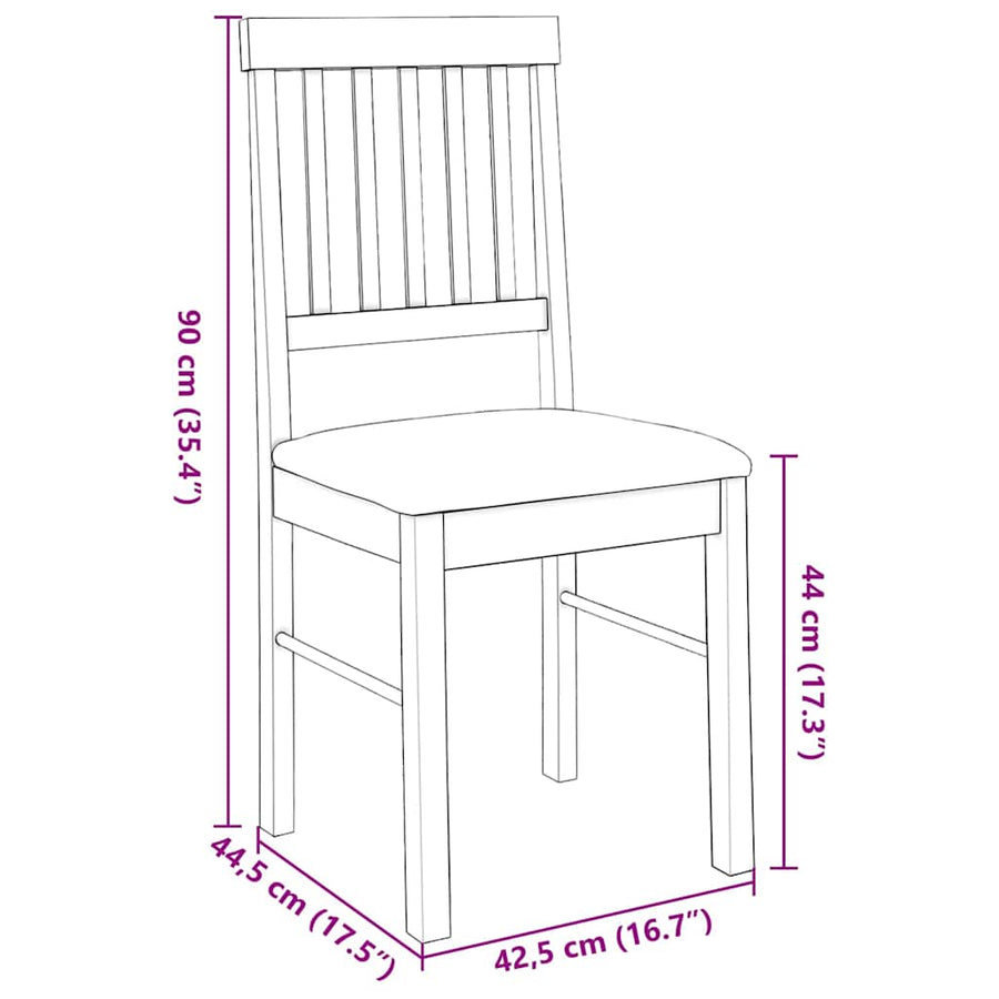 Eetkamerstoelen met kussens 2 st massief hout rubber bruin