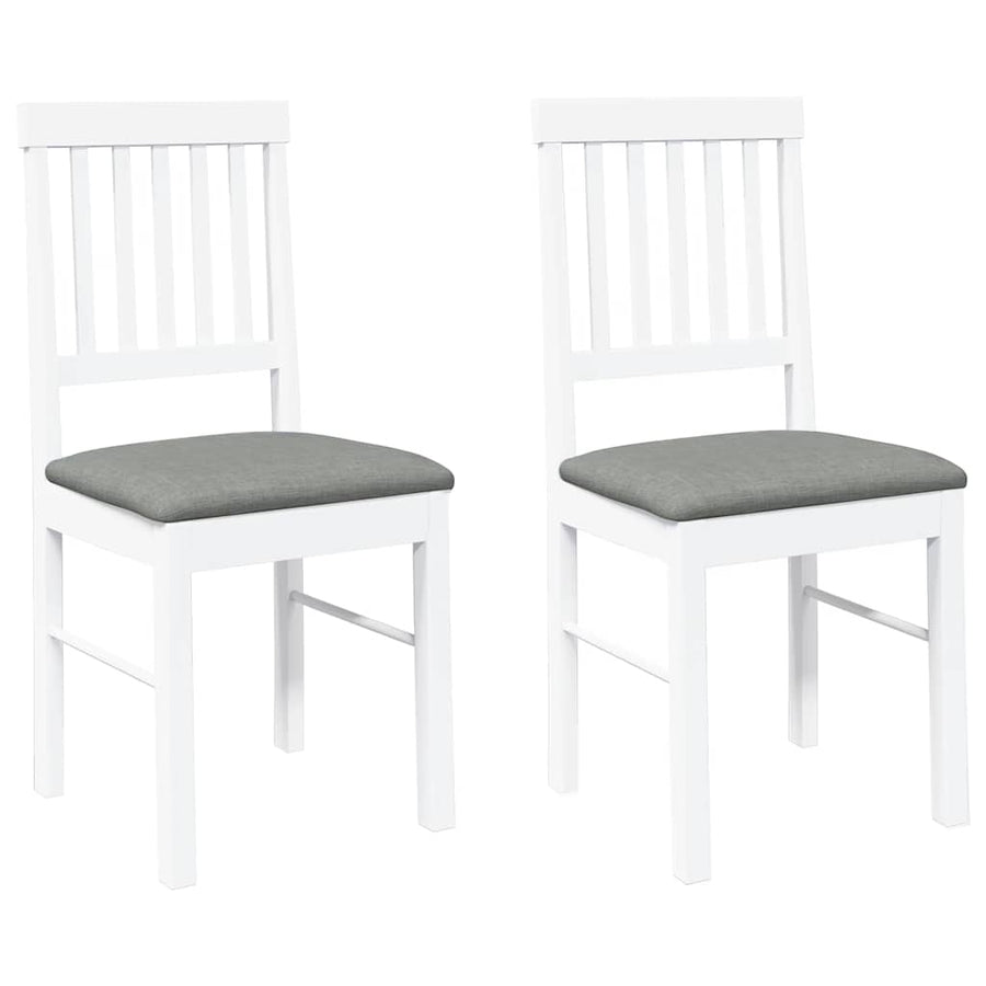 Eetkamerstoelen met kussens 2 st massief hout rubber wit