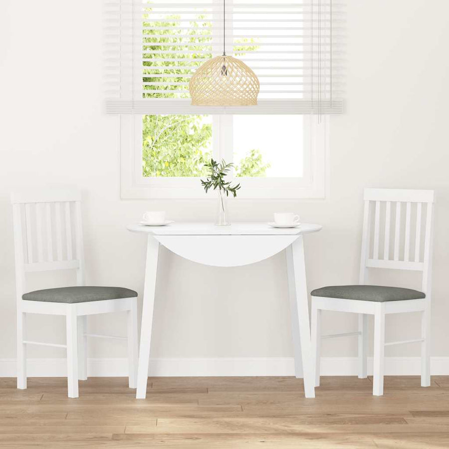 Eetkamerstoelen met kussens 2 st massief hout rubber wit