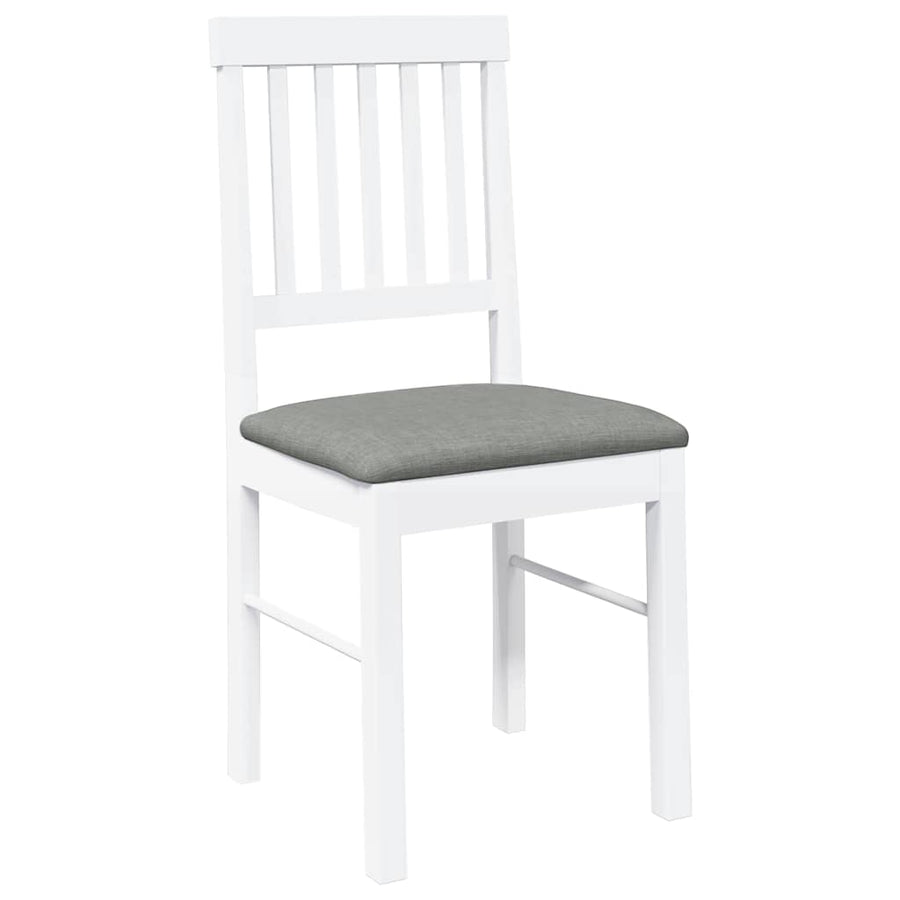 Eetkamerstoelen met kussens 2 st massief hout rubber wit