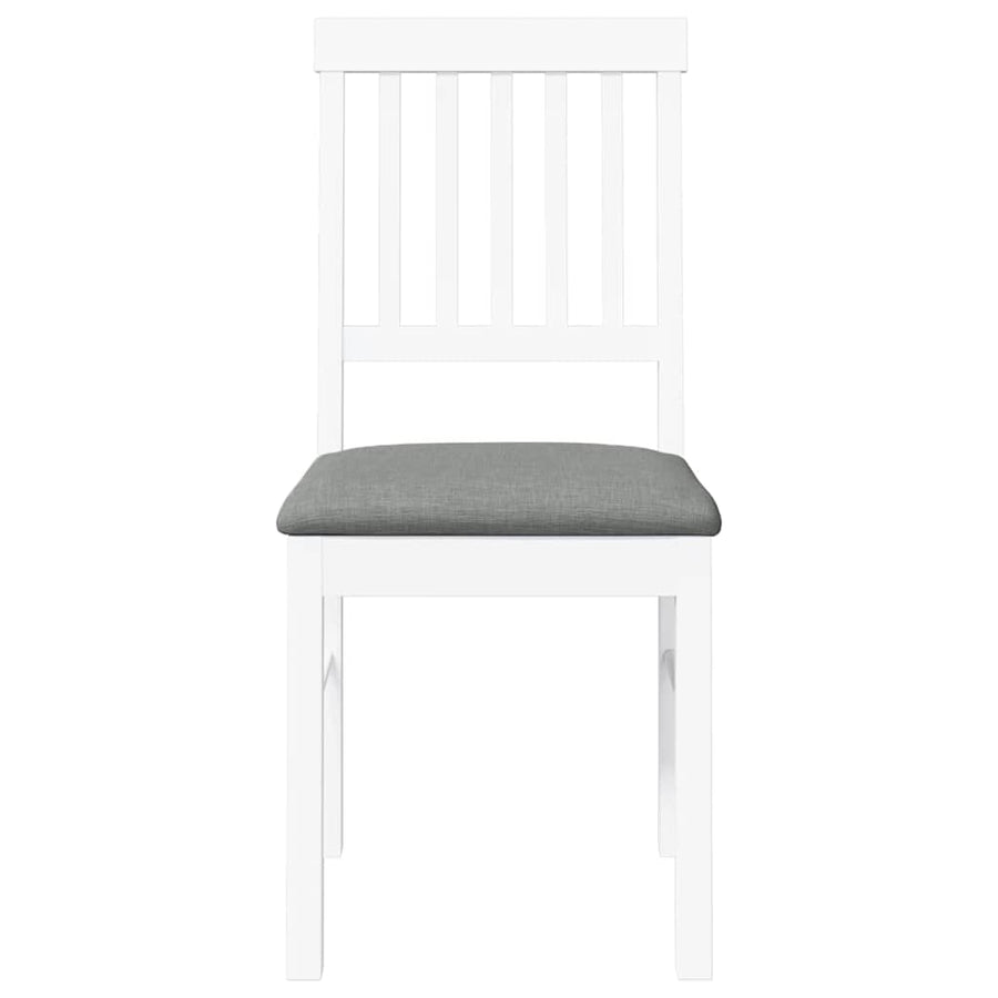 Eetkamerstoelen met kussens 2 st massief hout rubber wit