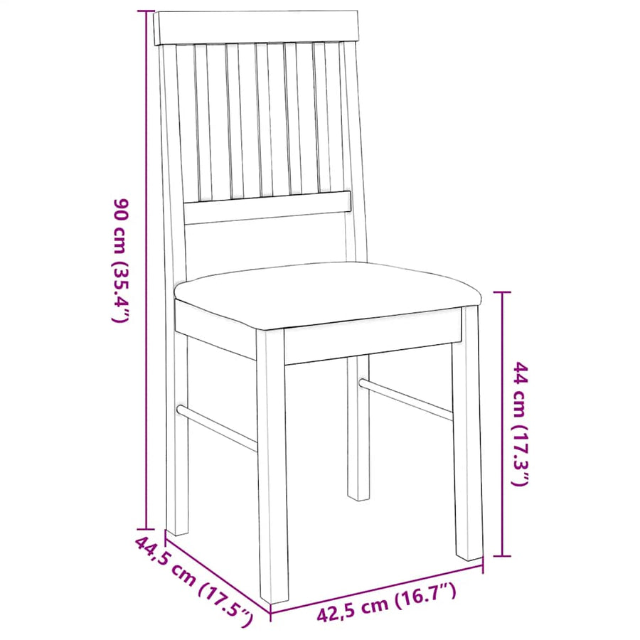 Eetkamerstoelen met kussens 2 st massief hout rubber wit
