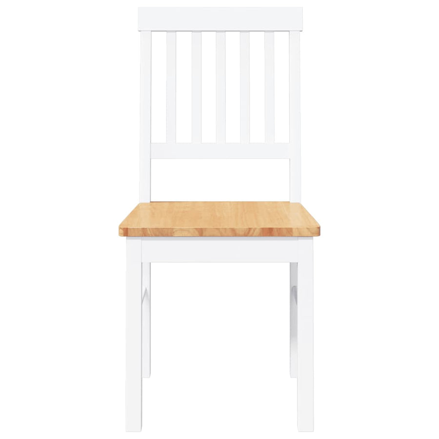 Eetkamerstoelen met kussens 2 st massief hout rubber wit