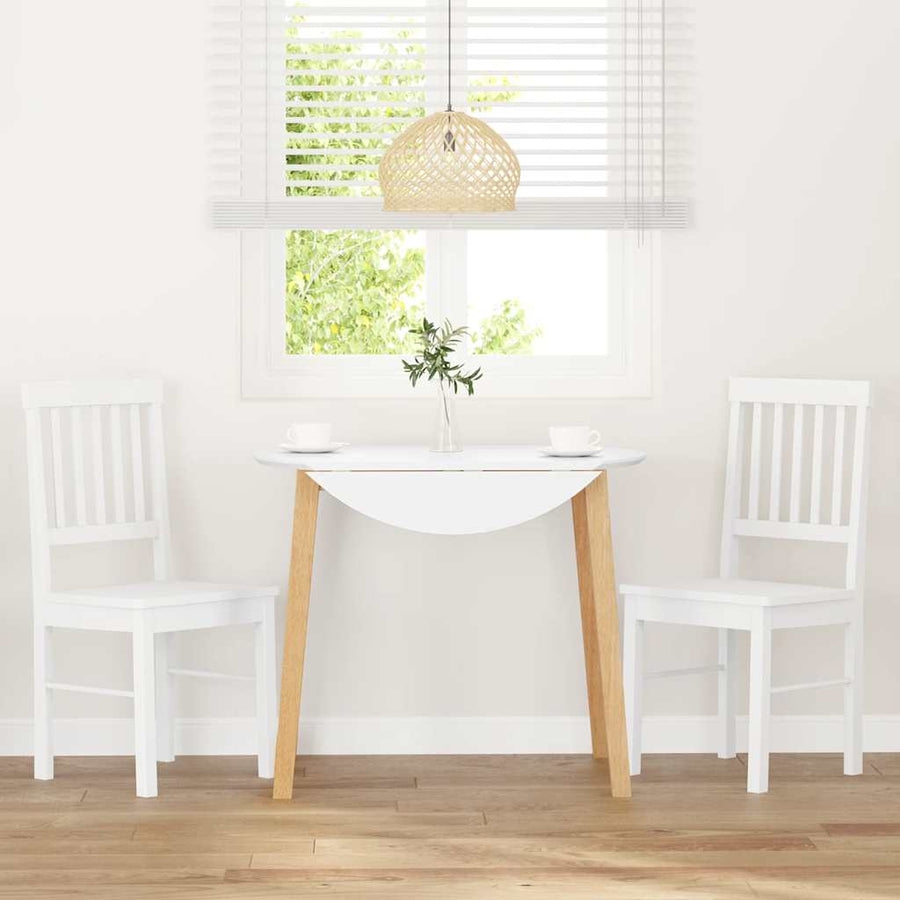 Eetkamerstoelen met kussens 2 st massief hout rubber wit