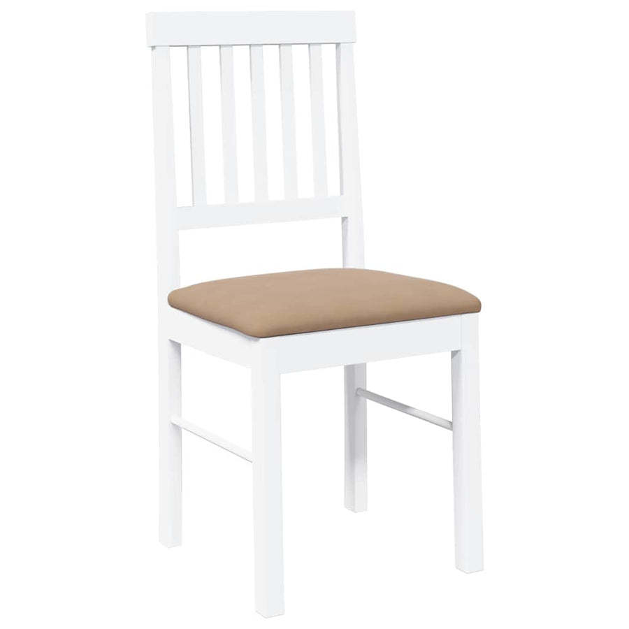 Eetkamerstoelen met kussens 2 st massief hout rubber wit
