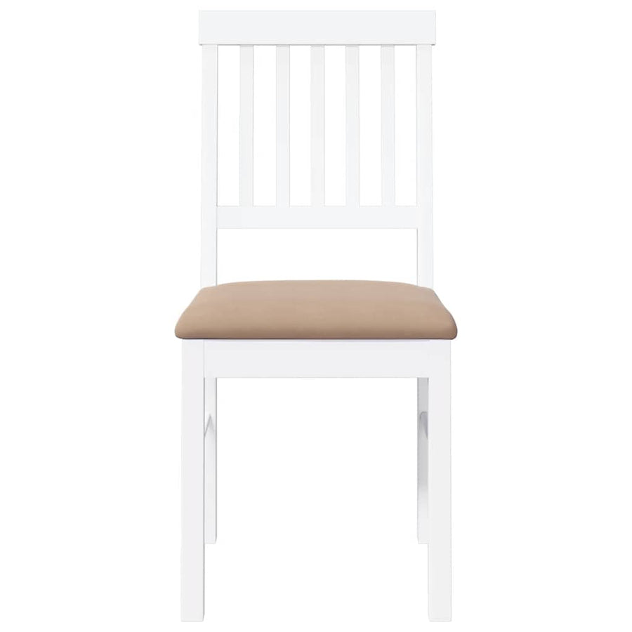 Eetkamerstoelen met kussens 2 st massief hout rubber wit