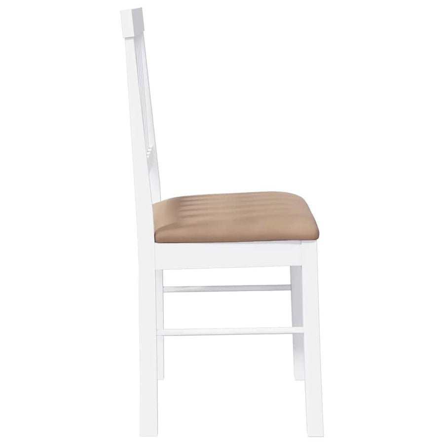 Eetkamerstoelen met kussens 2 st massief hout rubber wit
