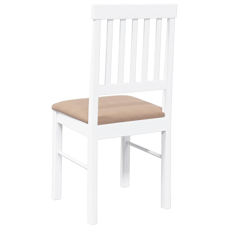 Eetkamerstoelen met kussens 2 st massief hout rubber wit