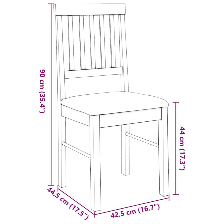 Eetkamerstoelen met kussens 2 st massief hout rubber wit