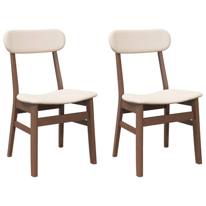 Eetkamerstoelen met kussens 2 st massief hout rubber bruin