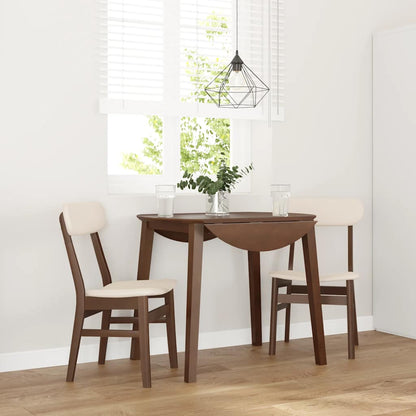 Eetkamerstoelen met kussens 2 st massief hout rubber bruin