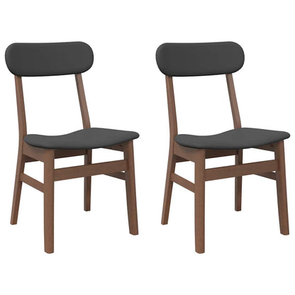 Eetkamerstoelen met kussens 2 st massief hout rubber bruin