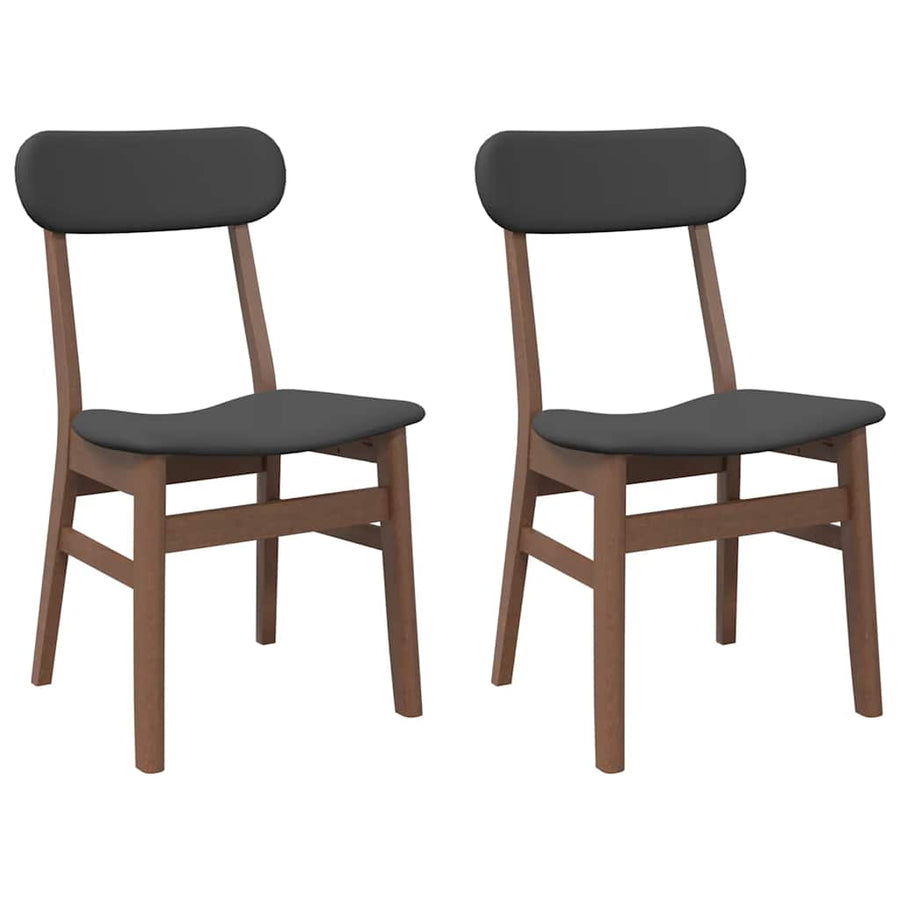 Eetkamerstoelen met kussens 2 st massief hout rubber bruin