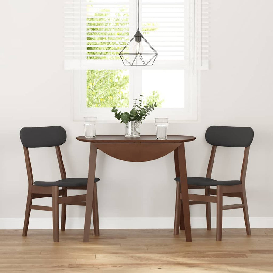 Eetkamerstoelen met kussens 2 st massief hout rubber bruin
