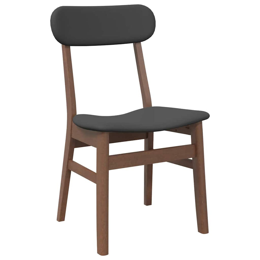 Eetkamerstoelen met kussens 2 st massief hout rubber bruin