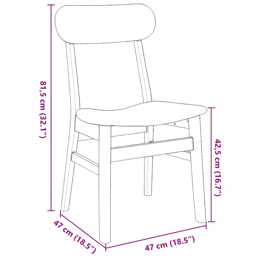 Eetkamerstoelen met kussens 2 st massief hout rubber bruin