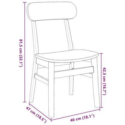 Eetkamerstoelen 2 st massief hout rubber