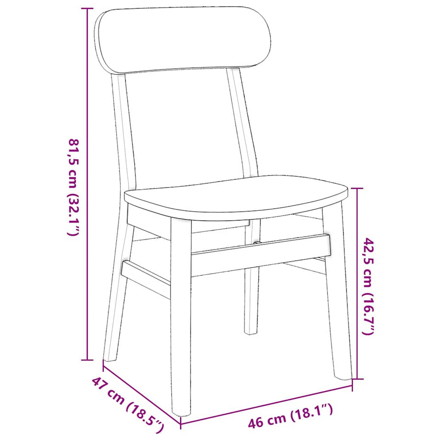 Eetkamerstoelen 2 st massief hout rubber