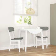 Eetkamerstoelen 2 stuks massief rubberhout wit grijs kussen