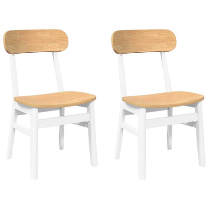Eetkamerstoelen 2 st massief hout rubber wit